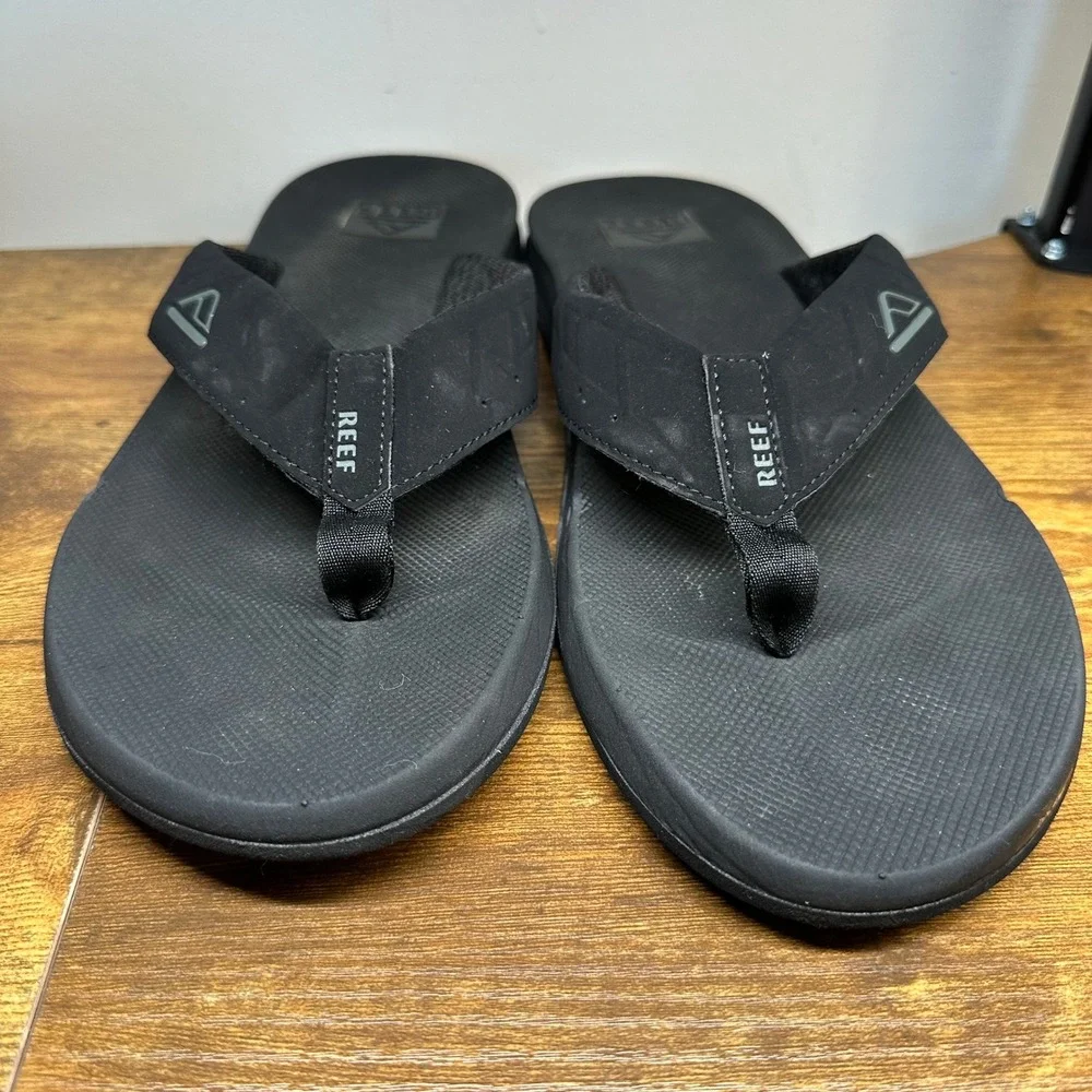 Reef Phantoms Mens Black Flip Flop Sandals Size 15 Arch Support Beach Casual